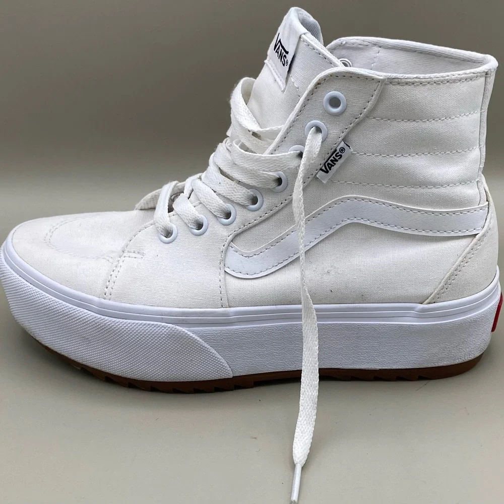 Vans Women’s Sk8-Hi Platform White Gum Sole High Top Skate Sneakers Shoes 7.5 - Picture 9 of 15